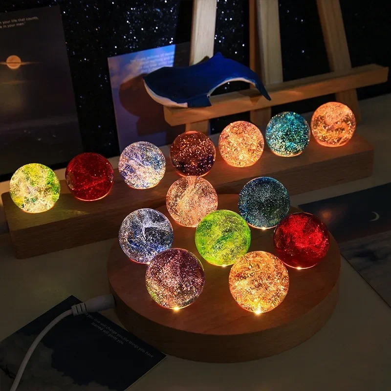 Solar System Orrery - 4/6/8cm 판타지 컬러풀 유리 별 공