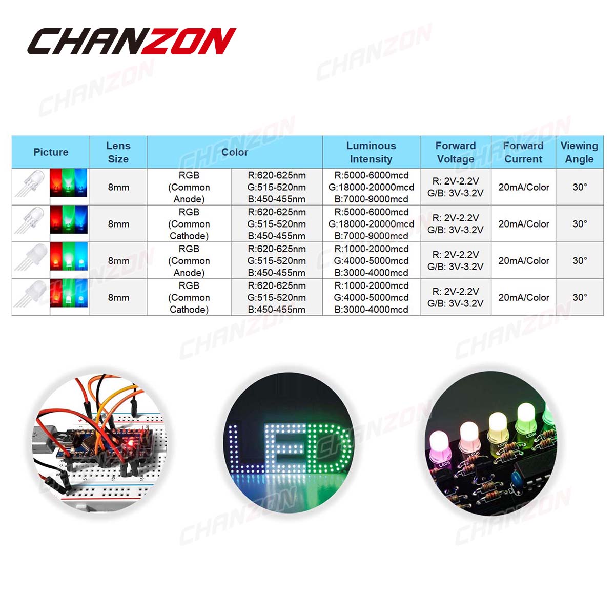 50pcs 8mm RGB LED 발광 다이오드 마이크로 - Hobby Is Science 리뷰 및 가격